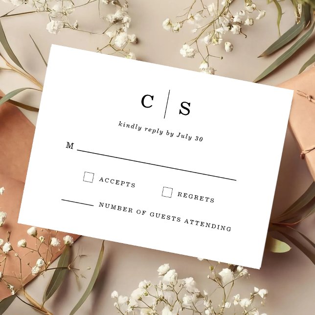 Minimalistiskt Initial Monogram Bröllop RSVP Spara Datumet (Skapare uppladdad)