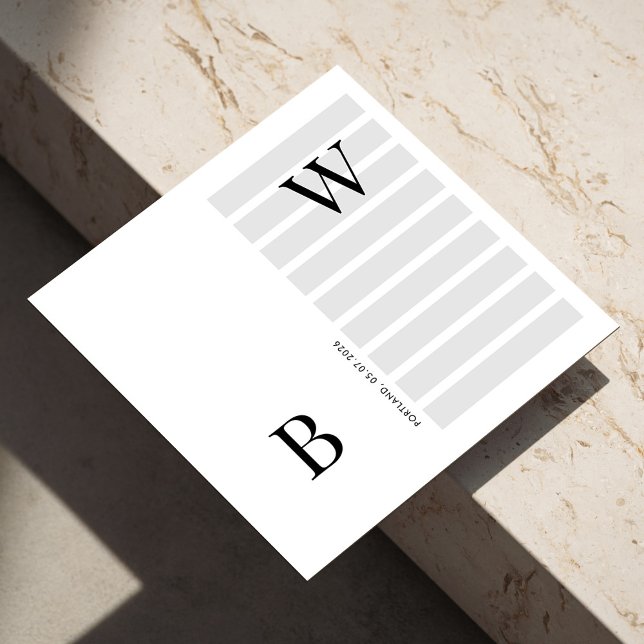 Minimalistiskt Initialer Bröllop Napkins | Dekorfä Pappersservett (Minimalist Initials Wedding Napkins | Accent Lines)