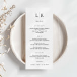 Minimalistiskt Initialer-kort (enkelt Bröllop-meny Meny<br><div class="desc">Det här anpassadet som matchar bröllop-menykortet är designat för att samordna med vår minimalistsamling All In One Collection och har en ren och enkel layout med klassiskt teckensnitt. Om du vill göra en mer avancerad anpassning av den här designen, t.ex. ändra layout, teckensnitt eller storlek text, klickar du på knappen...</div>