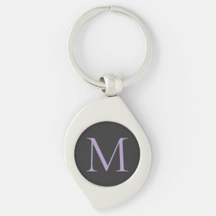 Minimalistiskt initialt modernt Brev-monogram Swirl Silverfärgad Nyckelring