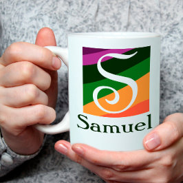 Minimalistiskt inledande Brev S med geometriskt Fä Kaffemugg