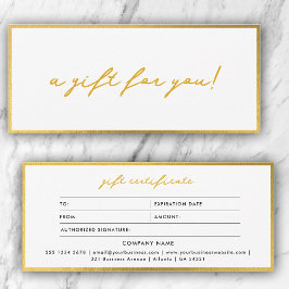 Minimalistiskt intyg för Guld & vit gåva från snyg