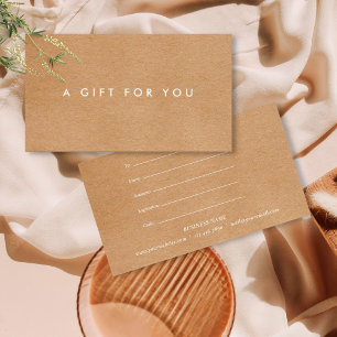 Minimalistiskt intyg för Rustic Gift Visitkort