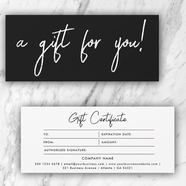 Minimalistiskt intyg för svartvit gåva från snyggt (Stylish Minimalist Black & White Gift Certificate)