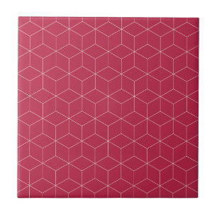 Minimalistiskt issometriskt Magenta Mönster kerami Kakelplatta