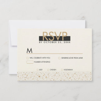 Minimalistiskt Ivory Terrazzo-kort för Bröllop OSA Kort