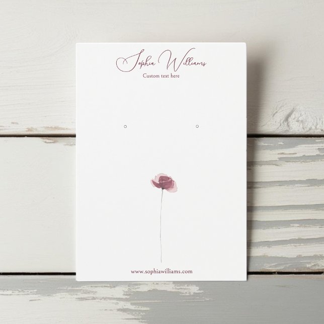 Minimalistiskt jakt på Visning av juvelerare Visitkort (minimalist earring simple poppy display card)