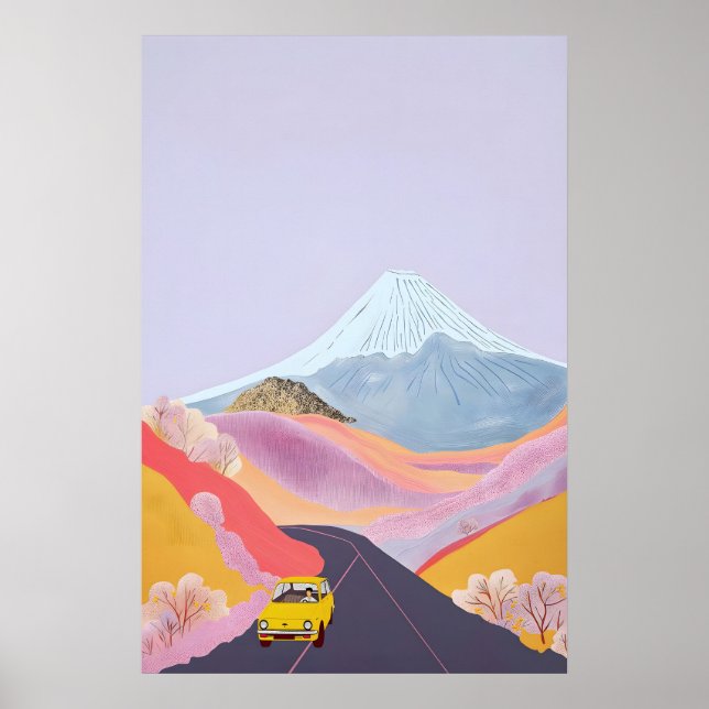 Minimalistiskt Japan-reseaffisch - Whimsical Yello Poster (Framsidan)