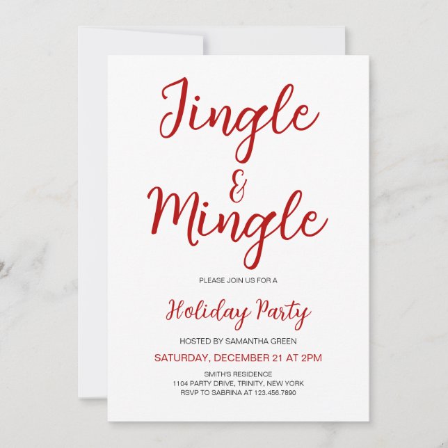 Minimalistiskt jingle och Mingle jul Party Inbjudningar (Framsida)