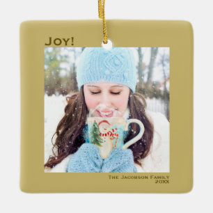 Minimalistiskt Joy Simple Jul Helgdag Photo Guld Julgransprydnad Keramik