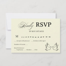 Minimalistiskt judiskt bröllop RSVP-kort med duvli