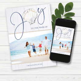 Minimalistiskt Jul Joy Seashell Helgdag Photo Julkort