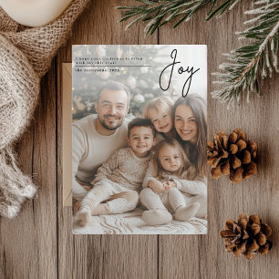 Minimalistiskt julfamiljs fotokort Joy Inbjudningar