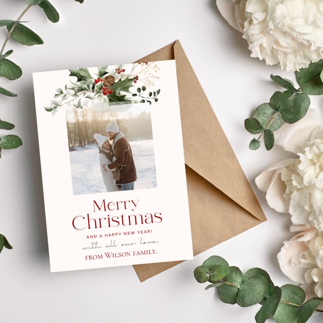 Minimalistiskt julfotkort för familjen julkort (Skapare uppladdad)