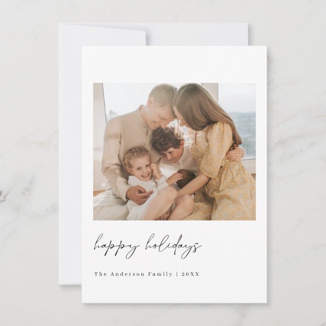 Minimalistiskt julfotkort för Helgdag Tack Kort (Framsida)