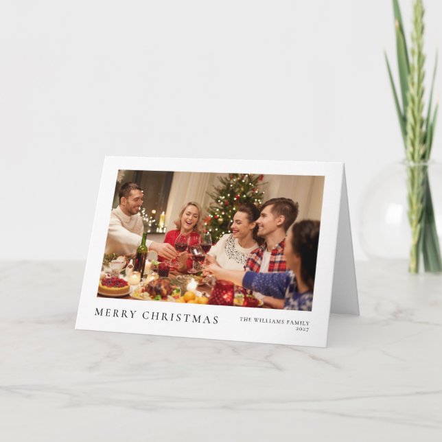 Minimalistiskt julfoto - enkelt Modern Familjefoto Kort (Framsida)