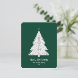 Minimalistiskt Julgran med konturkonst med geometr Julkort