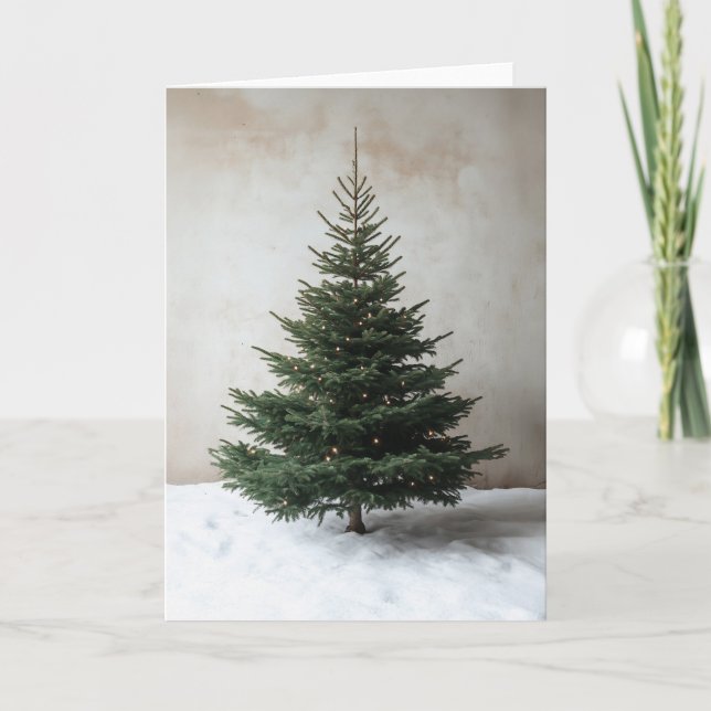 Minimalistiskt Julgran med Soft Ljus på Snö Inbjudan (Framsida)