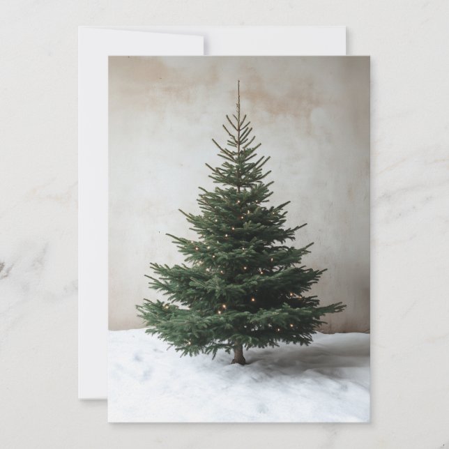 Minimalistiskt Julgran med Soft Ljus på Snö Inbjudningar (Framsida)