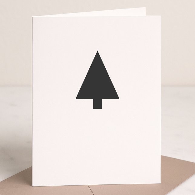 Minimalistiskt Julgran | Svartvitt enkelt Helgkort (Personalize your folded Christmas card for minimal Scandi-inspired charm)