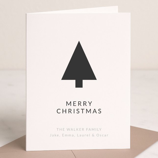 Minimalistiskt Julgran | Svartvitt enkelt Helgkort (Mark the most wonderful season with a simple modern non-photo holiday card)