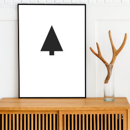 Minimalistiskt Julgran | Svartvitt enkelt Poster