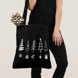 Minimalistiskt Julgranar med ornament Tote Bag Tygkasse