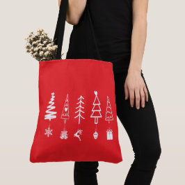 Minimalistiskt Julgranar med ornament Tote Bag Tygkasse