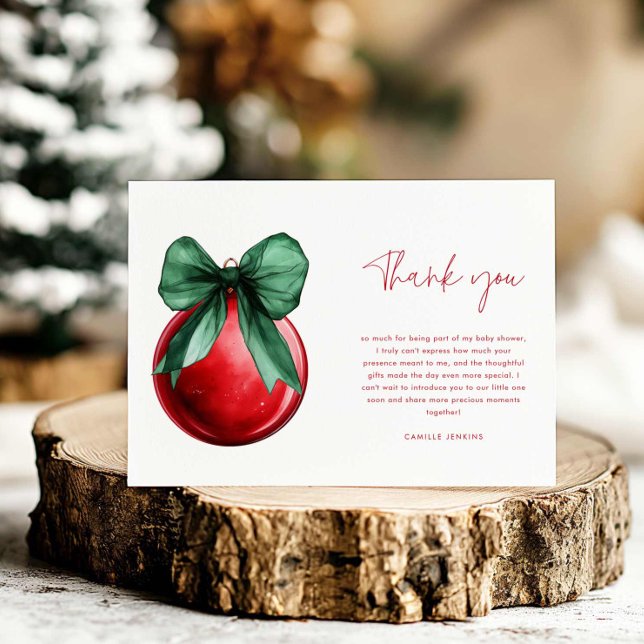 Minimalistiskt julkort för baby shower tackkort tack kort (Minimal Christmas Baby Shower Thank you card)