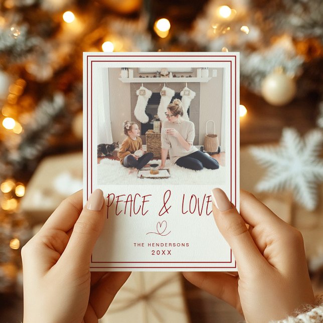Minimalistiskt julkort för fred och Kärlek Inbjudningar (Skapare uppladdad)