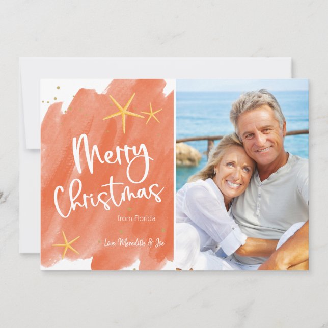 Minimalistiskt julkort för korall och Guld (Framsida)