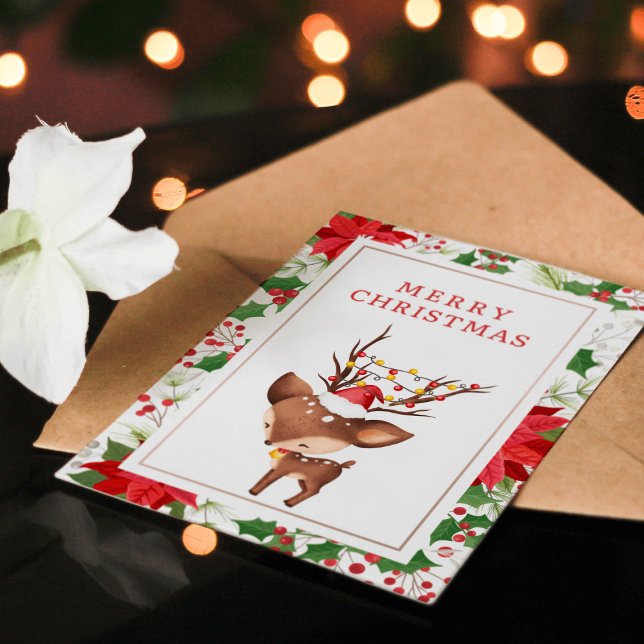 Minimalistiskt julkort för renare Helgdag (Minimalistic Reindeer Christmas Holiday Card 2)