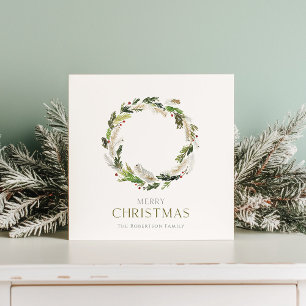Minimalistiskt julkort med Greenery Wandey Inbjudningar