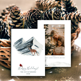 Minimalistiskt jullvinter-bergscenfoto julkort