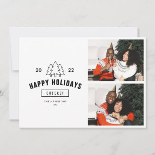 Minimalistiskt Julträd Glad Jul Par Flerfotos Julkort