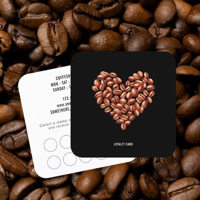 Minimalistiskt kafé kaffebönor lojalitetskort (Skapare uppladdad)