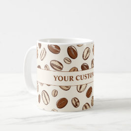 Minimalistiskt kaffebönsmönster runt persona kaffemugg