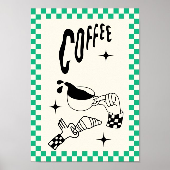 Minimalistiskt kaffeväggkonstplakat | Modernt kök  Poster (Framsidan)