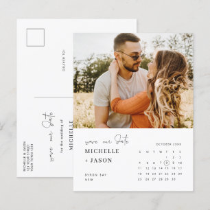 Minimalistiskt kalenderfoto Spara datuminbjudan Vykort