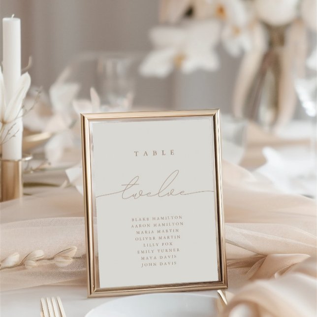 Minimalistiskt kalligrafi av elfte Bordsnumret (Minimalist Calligraphy Ivory Twelve Table Number)