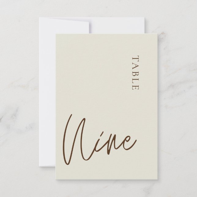 Minimalistiskt kalligrafi Bord nio-Bordsnummer Inbjudningar (Framsida)