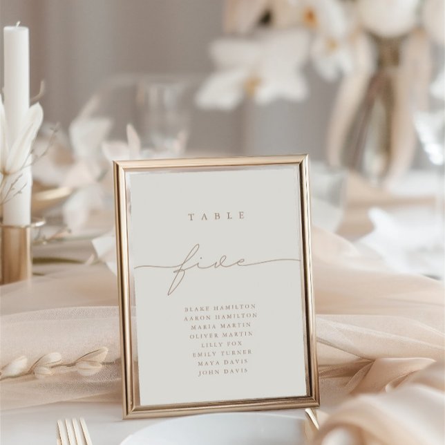 Minimalistiskt kalligrafi, elfte fem Bordsnumret (Minimalist Calligraphy Ivory Five Table Number)