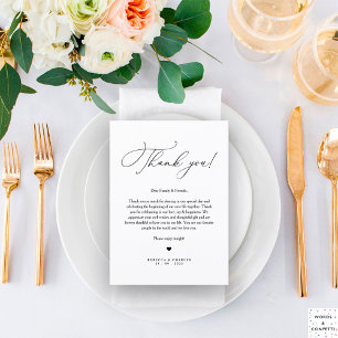 Minimalistiskt Kalligrafi Napkin Tackkort-kort Meny