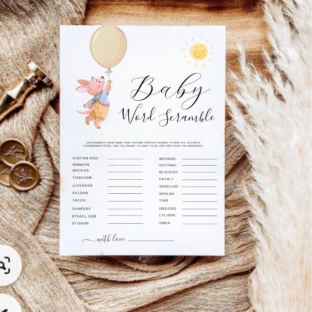 Minimalistiskt Kangaroo Baby Shower Ord-scramble-s (Skapare uppladdad)