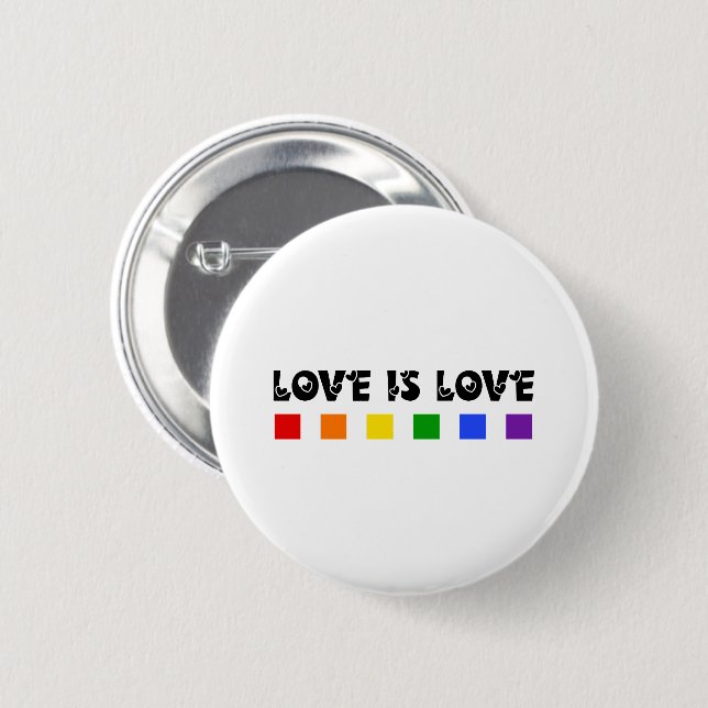 Minimalistiskt Kärlek är Kärlek Pridets regnbåge Knapp (Framsida & baksida)