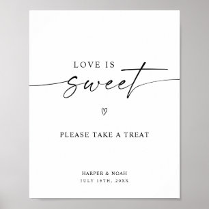 Minimalistiskt Kärlek är sött Bröllop Dessert-teck Poster