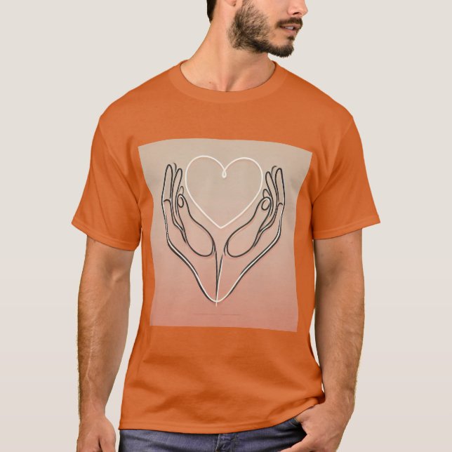 Minimalistiskt Kärlek Hand Heart T Shirt (Framsida)