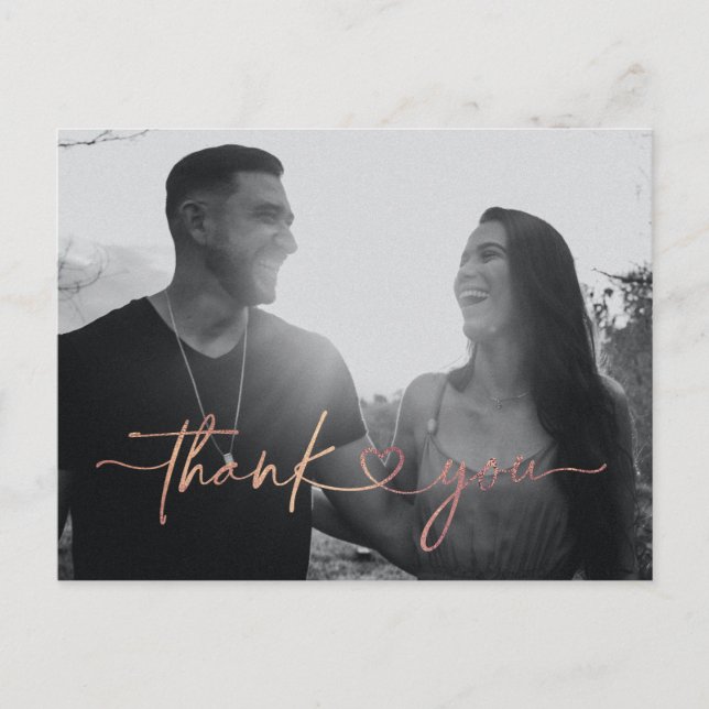 Minimalistiskt Kärlek Heart-fototackkort för Bröll Vykort (Framsida)