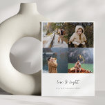 Minimalistiskt Kärlek Light Hanukkah-skript 4 foto Julkort<br><div class="desc">Minimalistiskt Kärlek Light Hanukah Helgdag Script 4-fotorutnätskort med skriptkalligrafi,  typografi</div>