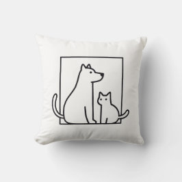 Minimalistiskt katt och Hund Art Dekorativ kudde